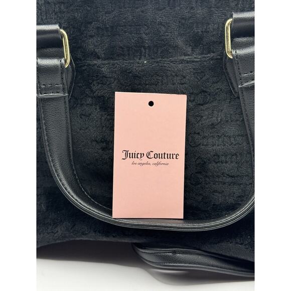 Juicy Couture Heart & Soul Black Velvet Satchel Y2K Crown Logo Shoulder Bag - Picture 5 of 6